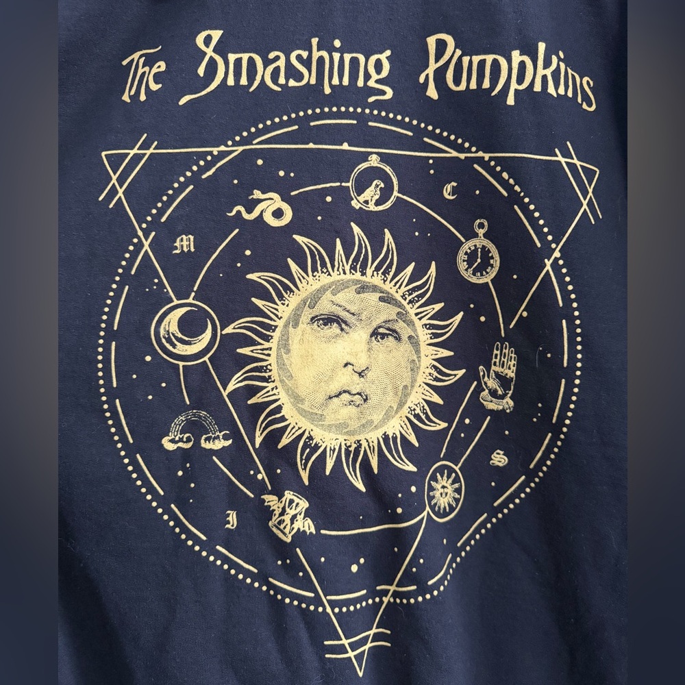 The Smashing Pumpkins Black Hoodie Sweatshirt with Yellow Sun Graphic - Picture 4 of 5